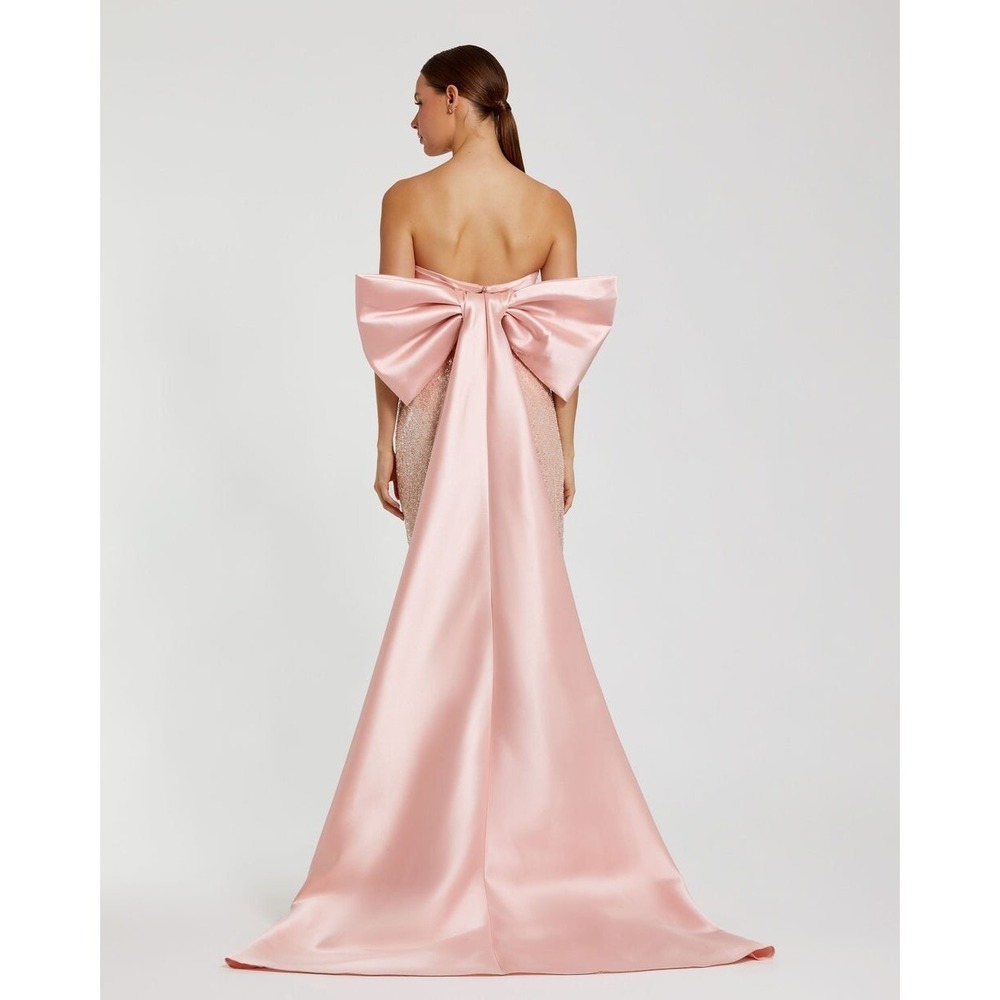 Mac Duggal Blush Pink Strapless Embellished Gown With Back Bow Detail $898 Sz 10 - Picture 11 of 15